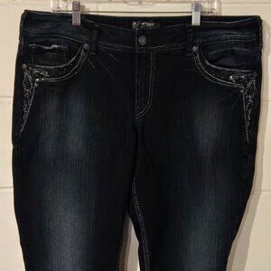 Silver Jeans Women's Suki 17" MR Curvy Fit Slim Boot Jeans Size 20/33 EUC